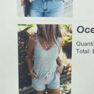 Navy/ White V neck ruffle Romper